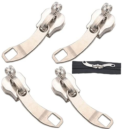 2 Pairs 8 Zipper Slider Replacement Metal Zipper Pull Head DIY Clothes Bag Suitcase Accessories for Zipper Repair Kits
