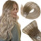 Easyouth Extensions Microring Echthaar Dunkelbraun Mix Aschbraun und Mittelblond Microring Extension Echthaar Remy Microring Haarverlangerung Ombre Braun und Blond 45 cm 50g #3/8/22
