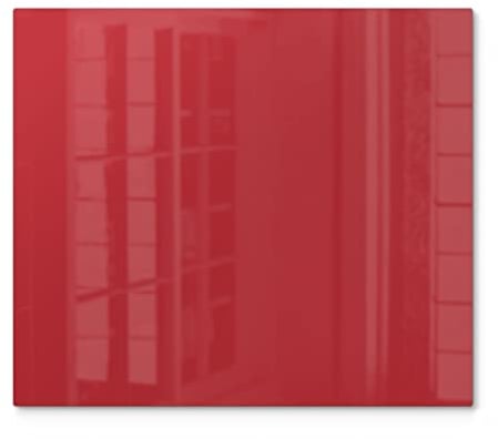 DEQORI Couvercle de cuisinière en verre Une pièce 60 x 52 cm Couleur unie Rouge Plaque de protection pour plaque de cuisson Couvercle universel Plaque en verre et planche à découper