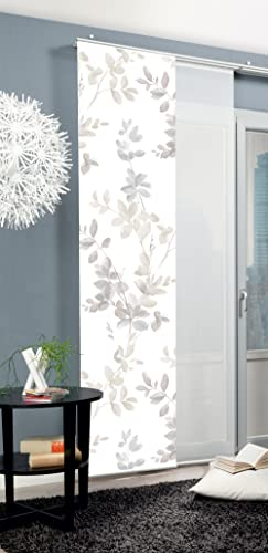 HOME WOHNIDEEN 084646 Schiebegardine ALYA, halbtransparent, Ranken-Motiv 245x60 cm, Farbe:Sand, Größe:245 x 60 cm, Anzahl:6X