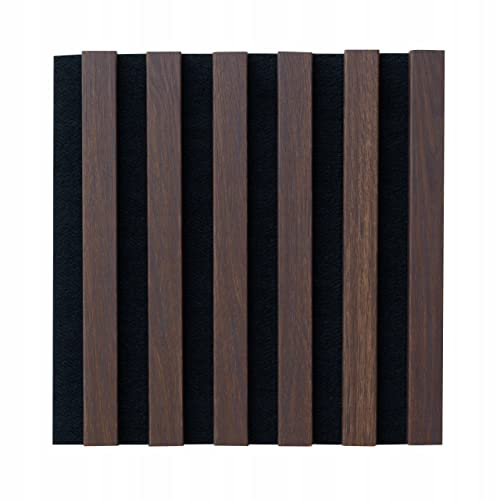 Deccart 3D Wandpaneele – Lamellenleisten aus MDF auf Filz | Lamellenwand Paneele für Wand & Decke | WL 400x400 schwarz/dunkle Eiche