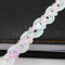 5 Meters Länge 1,5 cm Breite Glitzer Farbiges Paillettenband Borten Rolle Paillettenbesatz Applikation Paillettenborte Hologramm Metallic Pailletten Besatz Aus Stoff Glänzende Paillettenbänder,M-Weiß