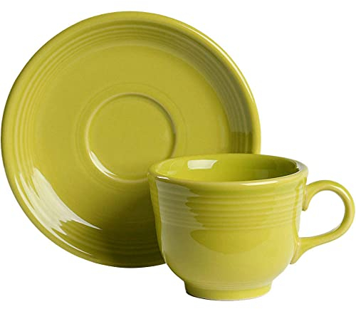 Homer Laughlin Fiesta Zitronengras Tasse und Untertasse
