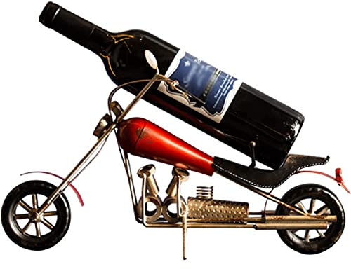 UTMACH Wine Bottle Holder Motorcycle Model Wine Rack Industrial Style Retro Old Craft Artwork Iron Wine Holder Bar Kitchen Countertop Wine Bottle Storage Crafts