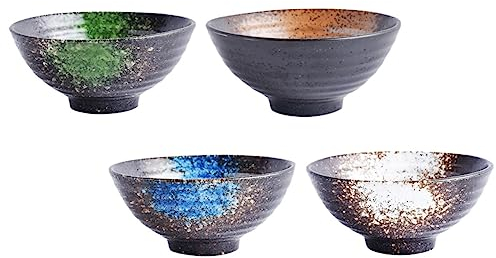 Cabilock 4 Piezas Tazón De Cerámica Cuenco De Ramen Ensaladera Tazones De Cereales Grandes Cuenco De Japon Cereales De Ceramica Sopera De Porcelana Cuencos De Porcelana Antiguo Fideos Udon