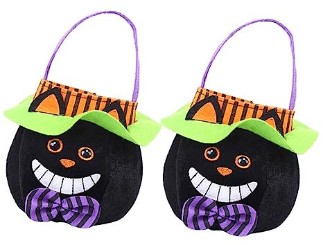 UPKOCH Borse Porta Caramelle Di Halloween 2 Pezzi Motivo A Cartoni Animati Manici Sicuri Borsa Porta Caramelle Per Ragazzi E Ragazze Con Cappello Versatile Per Ogni Occasione