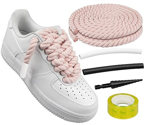 Endoto Lacets corde pour Air Force 1 chaussures Sneaker, Lacet Gros ronds épais, big rope chunky laces Shoelaces(Couleur: Rose, Taille: 8,5MM)