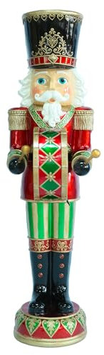 Friz Schiaccianoci di Natale Gigante 180cm NICOLAS, Soldato Schiaccianoci di Natale in Resina con Luci LED Musica e Movimento per uso Interno ed Esterno