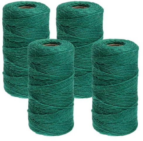 PINGEUI 4 Rolls 100m Green Garden Twine, 2mm Garden Twine Color Packaging Natural Jute String for DIY Handicraft, Decoration, Binding