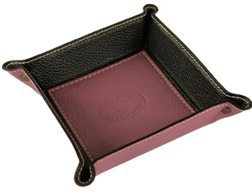 modamoda de - K01 - Dekoschale Taschenleerer Ablage aus Echtleder 16x16x4 cm, Farbe:Altrosa