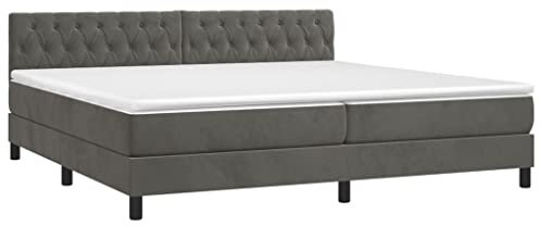Hommdiy Boxspringbett mit Matratze Dunkelgrau 200x200 cm Samt，Geeignet für alle Arten von Schlafzimmern