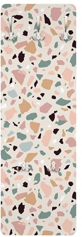 Bilderwelten Garderobe Steinoptik 105cm x 34cm Terrazzo Muster Modern Garderobenhaken Garderobenpaneel Flurgarderobe Flur-Möbel Wandgarderobe Holz