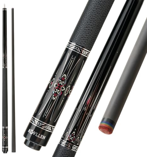 KONLLEN Laser Series Pool-Billardqueues aus Kohlefaser, mit Lederummantelung, professionelle Queues, Vollcarbon-Technologie, geringe Durchbiegung, 12,2 mm, 147 cm, 3/8 x 8, Uni-Loc
