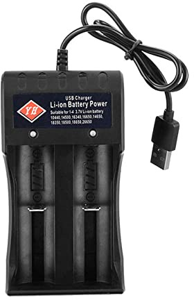 2-Slot 18650 Battery Charger, Smart Charger for Rechargeable Batteries Li-ion Batteries 18650 26650 18490 17670 17500 16340 14500 (Battery Charger)
