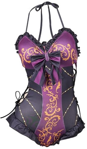 Ubaywey Costume da bagno per cosplay con stampa medievale, per cosplay, per Halloween, carnevale, viola., S