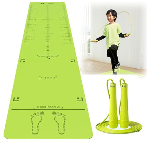 Tappetino Sportivo per Salto in Lungo in Piedi in TPU da 7 mm con Corda per Saltare e Cintura di Fissaggio, Cuscinetto per allungamento per Pavimenti in Piastrelle di Marmo, Tappet