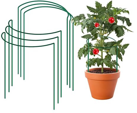 My Garden Plant Support Stakes 3Pack Half Round Plant Support Ring Cage Frame Plastic Coated Metal Plant Supports For Outdoor Indoor Peonies Tomatoes Tulips Roses Daisies Lavender (40 x 50 CM)