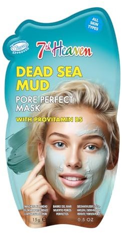 7th Heaven Dead Sea Mud Clay Face Mask with Pro-Vitamin B5, Clay Mask to Reduce Pores and Mattify for Smoother Skin - Genuine 7th Heaven Face Masks Skincare