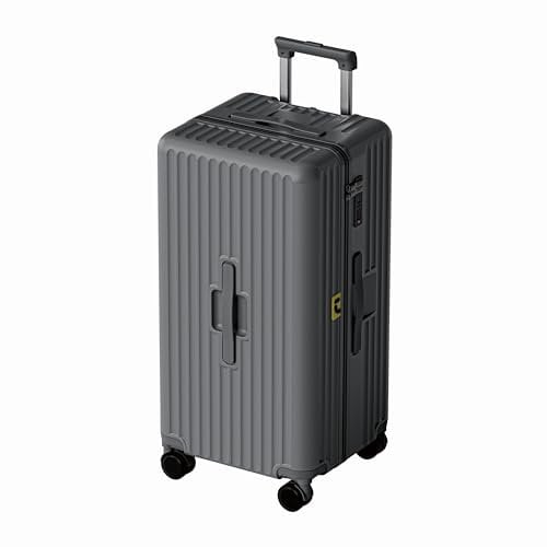 Koffer Trolley, Rollkoffer Reisekoffer Hartschalen 4 Rollen, Spinner Handgepäck,TSA, 100% PC(57cm, 45L,Grau)