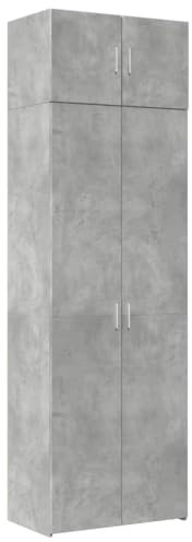Willood Hochschrank Betongrau 70x42,5x225 cm Holzwerkstoff Geeignet für Küche, Wohnzimmer, Schränke 70cm breit - sechs Fächer
