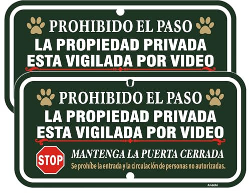 2pzs Señal de no entrar Señal de propiedad privada Señal de prohibido cruzar Señales de por favor cierre la puerta Señal de CCTV Señales de Advertencia ES (Verde - Privado, 15 * 30)