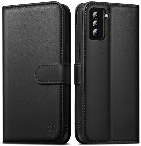 EASDNB Handyhülle für Samsung Galaxy S21 Hülle Wallet Premium Leder Klappbar für Samsung S21 5G Flip Case Magnet Kartenfach Standfunktion Tasche Schutzhülle für Galaxy S21,Schwarz