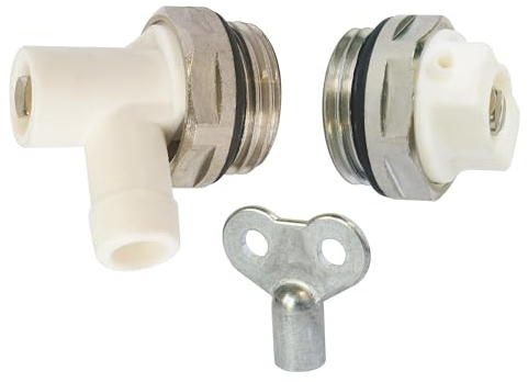 SOMATHERM FOR YOU, 601520402, Kit de purga/drenaje + llave 1/2 (15x21) Kit que incluye un purgador de aire M1/2 (15x21) y una válvula de drenaje M1/2 (15x21) con llave para purgador cuadrado adaptada.