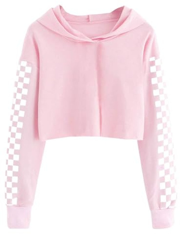 BOVOSHA Kids Hoodies For Girls Crop Top Plaid Long Sleeve T Shirts Boys Hooded Sweatshirt Casual Clothes
