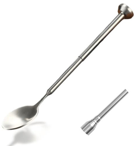 Ouliget Teleskopischer Cocktail-Rührlöffel, 14 cm ~ 44 cm, Edelstahl, ausziehbarer Löffel für Getränke, langer Griff, Eisteelöffel, Rührlöffel für Bar, Grill, Geschirr