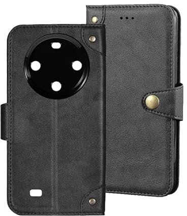 Auotu Funda with protección de la cámara Capirotazo Billetera Carcasa Caso Flip PU Cuero Magnetico Case Caja Cover para FOSSiBOT F105 Smartphone (Negro)