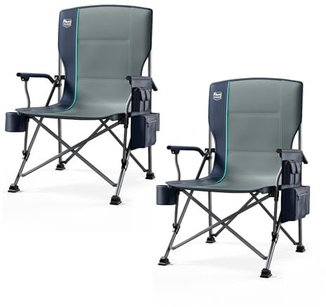 TIMBER RIDGE 2er Campingstuhl Faltbar XXL 230kg, 62cm Sitzbreite Klappstuhl hohe Rückenlehne mit Getränkehalter und harten Armlehnen für Camping Picknick Garten und Balkon