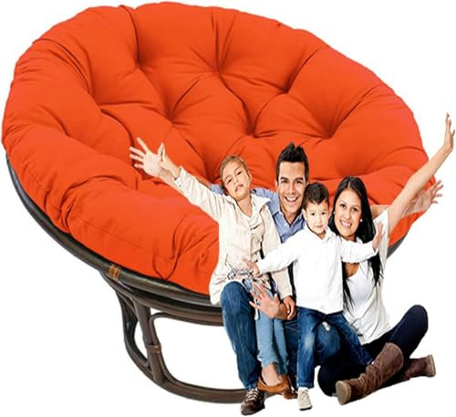 Rundes Luxus-Samtkissen für Weideneistuhl, Plüsch-Nest, Rückenkissen für Wohnzimmer, dickes Loungesessel-Kissen (dunkler Kaffeebraun 160 x 160 x 12,7 cm)