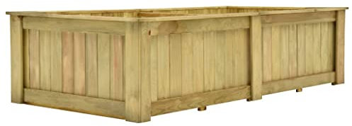 Somanki Hochbeet 196 x 100 x 50 cm Kiefernholz Imprägniert, Palettenrahmen, Hochteich, Gemüsebeet, Kräuterregal Balkon, Blumenbeet, Kräuterspirale, Tomatenbeet, Pflanzhochbeet - 49097