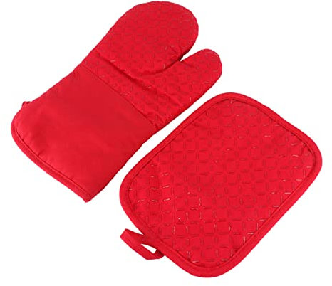 IMIKEYA Guantes De Horno y Almohadilla De Algodón De Unidades Resistentes Ecológicos