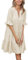 Famulily Short Sleeve Dress for Women Spring Summer Deep V Neck Cute Mini Dress Sundress Beige XXL