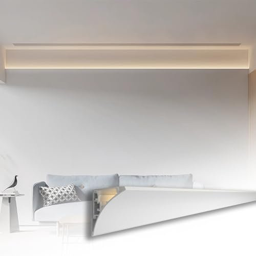 Corniche LED Plafond Diffuseur de Lumière à Bande LED pour Montage Mural, Profil de Moulure de Couronne D'éclairage de Plinthe, Élégante Plinthe Lumineuse à LED pour La Décoration du Couloir du Salon(