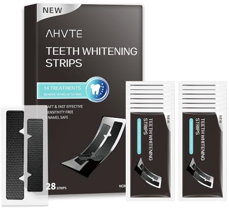 Riatanxi Kit Bande Blanchiment Dentaire: 28 Bandes Blanchisseur de Dents Charbon de Bambou pour Dents Sensibles - Approvisionnement de 14 Jours pour un Sourire Plus Éclatant