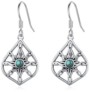 Traumfänger Ohrringe Damen 925er Sterling Silber Türkisfarbener Dream Catcher Earrings Traumfänger Schmuck Geschenke Frauen Mädchen