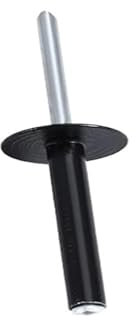 Generico M3.2 M4 M4.8 M5 Rivetti ciechi con testa a flangia larga in alluminio nero/bianco, decorazione a strappo, rivetti a testa tonda in acciaio inossidabile(Aluminum - Black,M4x16mm-20pcs)