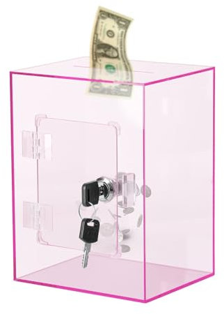 Clear Piggy Bank for Adults Kids with Key, Openable Large Acrylic Piggy Bank Money Saving Box, Reusable Coin Bank Change Jar for Real Money, for All Ages(Pink)