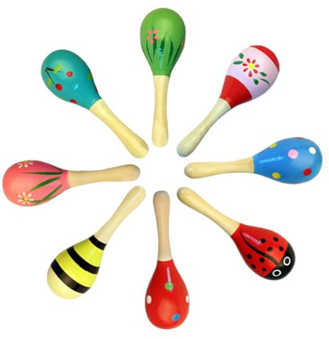 CATOR 8 Stück Maracas, maracas Holz Rassel für Musikunterricht Professionelle, holzrassel baby Rassel Musikinstrument Rasseln für Hochzeitsgeschenke, Holzrassel für Musikalische Früherziehung