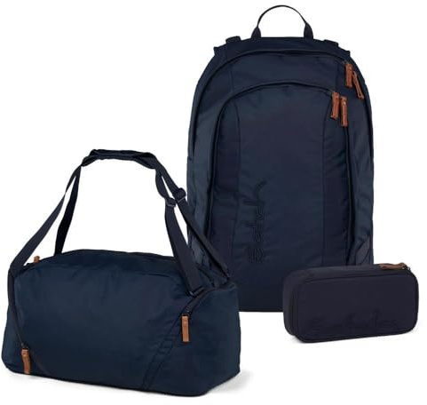 Satch Air Schulrucksack Set 3tlg. inkl. Schlamperbox und Sporttasche (Nordic Blue Skandi Edition)
