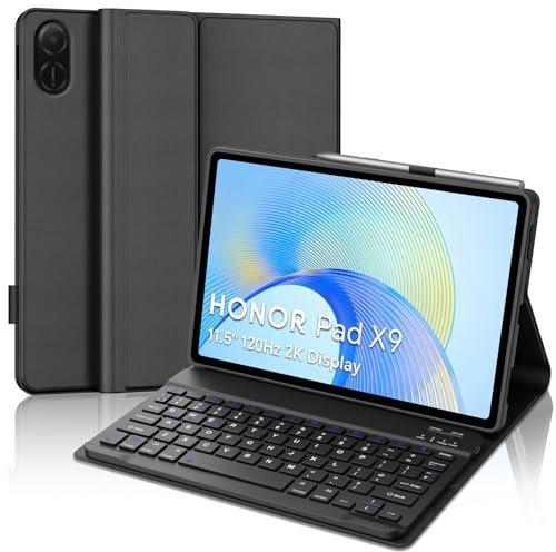 IVEOPPE Keyboard Case for Honor Pad X9 11.5 Inch 2023, UK Layout Keyboard for Honor Pad X9, Cover with Magnetically Detachable Wireless Bluetooth Keypad for 11.5'' Tablet X9, Black