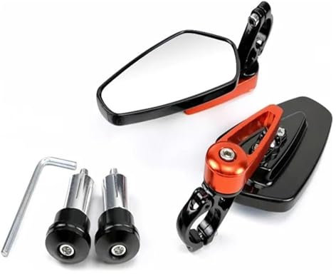 SCBSTKBGGW Motorrad Seitenspiegel, 1 Paar, 7/8 Zoll, 22 Mm, Aluminium, Universelle Passform, 360-Grad-Drehgelenk, Verstellbares Sichtfeld, Fahrrad-Zubehör