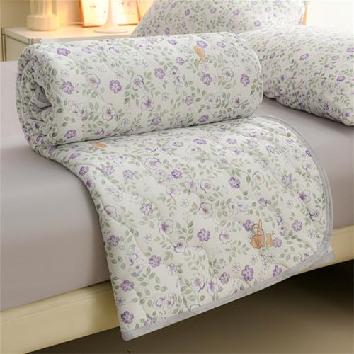 Odot Coverless Duvet Single Bedspreads Quilted 100x150cm, 4.5 Tog Lightweight Cosy Bed Duvet Kids | Bedding Throw for All Seasons Summer Comforter -Bunny