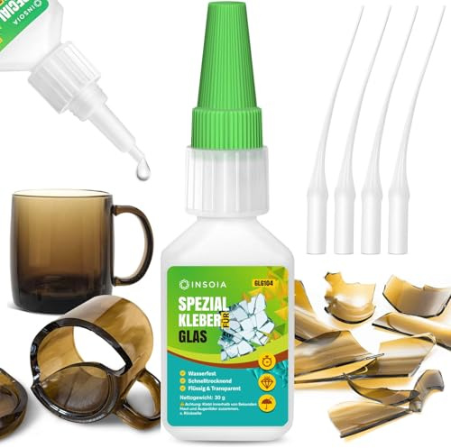 Glaskleber Extra Stark Wasserfest für Aquarium, Transparent 30 G Set | Flüssig HitzebestäNdig Sekundenkleber, Kleber Reparatur Aller Glas, Acrylglas,Spiegel,Schmuck. Glue mit 4 PräZisionsspitzen