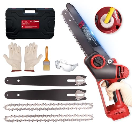 LADAMI 8 Zoll Akku-Kettensäge, Mini-Kettensäge,für Makita 18V 、 für Einhell 、für Bosch Akkus, ideale elektrische Handkettensäge für präzises Schneiden von Ästen und Holz im Garten（Ohne Akkus)