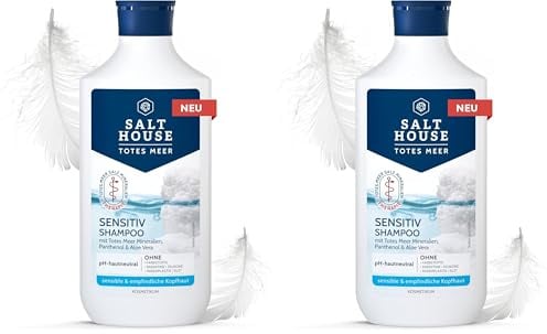 Salthouse Totes Meer Therapie Sensitiv Shampoo, besonders milde Formulierung mit Zuckertensid, Panthenol und Aloe Vera, pH-hautneutral, für die tägliche Haarwäsche für die ganze Familie, 250 ml
