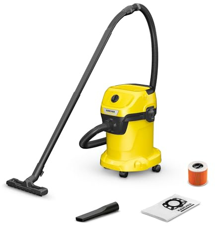 KÄRCHER aspiratore solidi liquidi WD 3 V-17/4/20, funzione soffiante, 1000 W, contenitore in plastica 17 l, tubo 2 m, con filtro a cartuccia, filtro in vello, bocchette per pavimenti e fessure