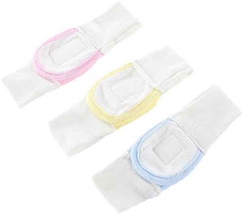 DECHOUS Lot de 3 Ceintures de Fixation Élastiques en Coton pour Couches Bébé, Réglables, Réutilisables, Couleurs Bleu, Jaune et Rose, Pratique pour Maintien Sécurisé et Change Facile